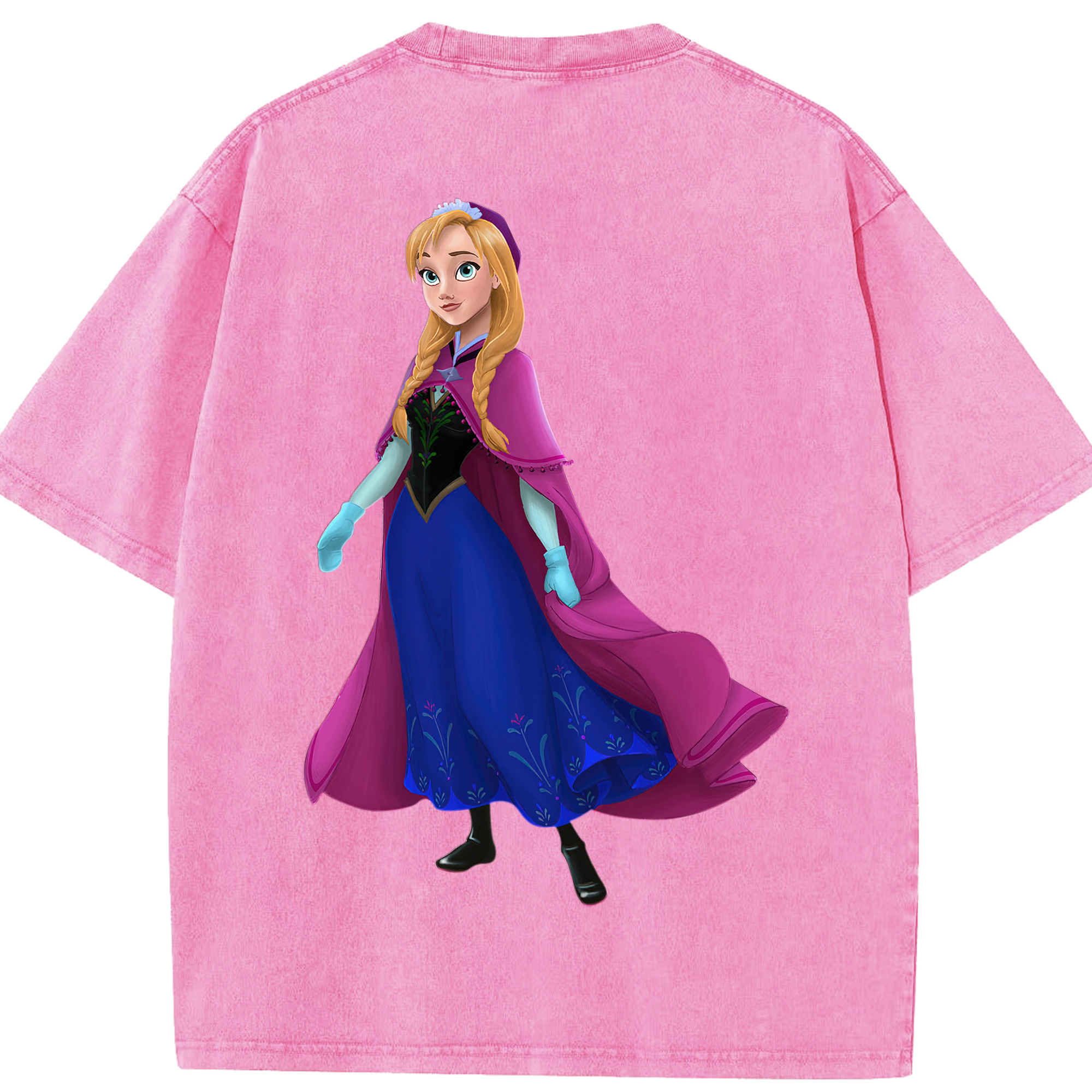（画像用） アナと雪の女王 アンナ エルサ Frozen Anna Elsa 綿100% ヴィンテージ風 半袖Tシャツ（背面プリント）